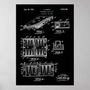 Backgammon spel 1935 Patent Poster