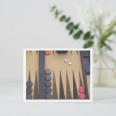 Backgammon spelbord foto rood en zwart briefkaart (Staand voorkant)