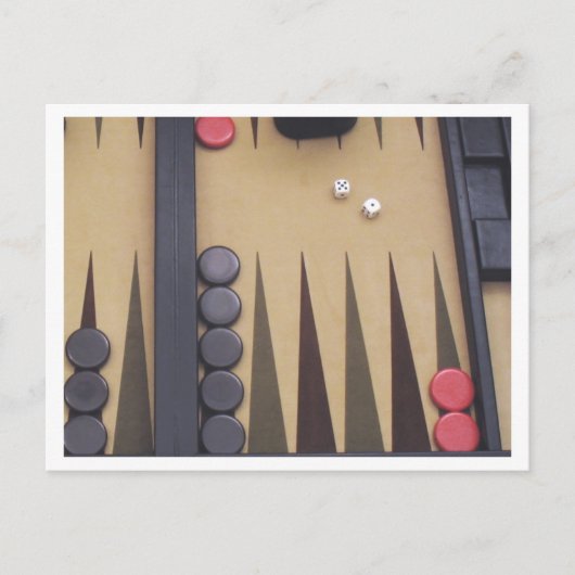 Backgammon spelbord foto rood en zwart briefkaart (Voorkant)