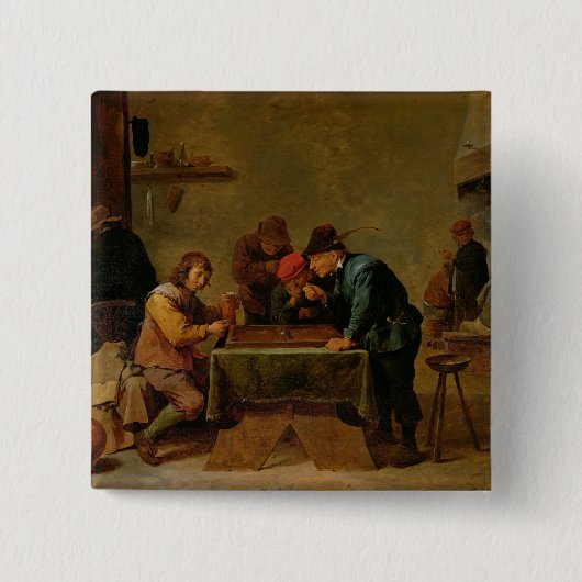 Backgammon Spelers, c.1640-45 Vierkante Button 5,1 Cm (Voorkant)