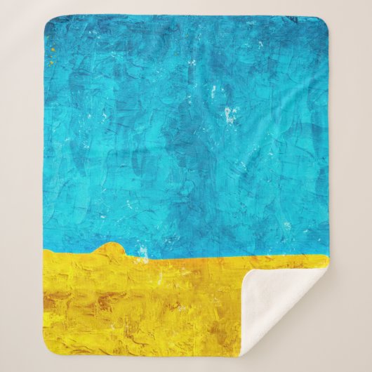 Background blue yellow art sherpa deken (Voorkant)