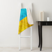 Background blue yellow art sherpa deken (In situ)