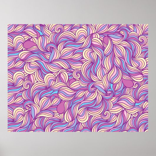 Background with abstract doodle waves  poster (Voorkant)