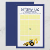 Backhoe Bouw Baby Shower Bingo Spel (Voorkant / Achterkant)