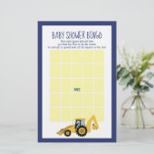 Backhoe Bouw Baby Shower Bingo Spel (Staand voorkant)