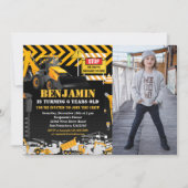 Backhoe Bouw Verjaardagsfeestfoto Kaart (Voorkant)