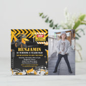 Backhoe Bouw Verjaardagsfeestfoto Kaart (Staand voorkant)