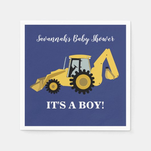 Backhoe Construction Boy Baby shower Napkins Servet (Voorkant)