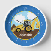 Backhoe Construction Clock - Voeg een naam toe (Voorkant)