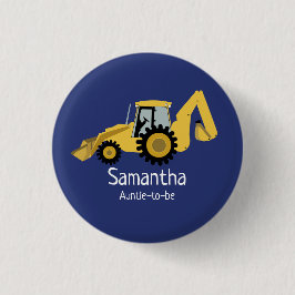 Backhoe Construction Name Tag Gepersonaliseerd But Ronde Button 3,2 Cm