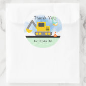 Backhoe Dank u, Rij door Verjaardag, Douche Ronde Sticker (Tas)