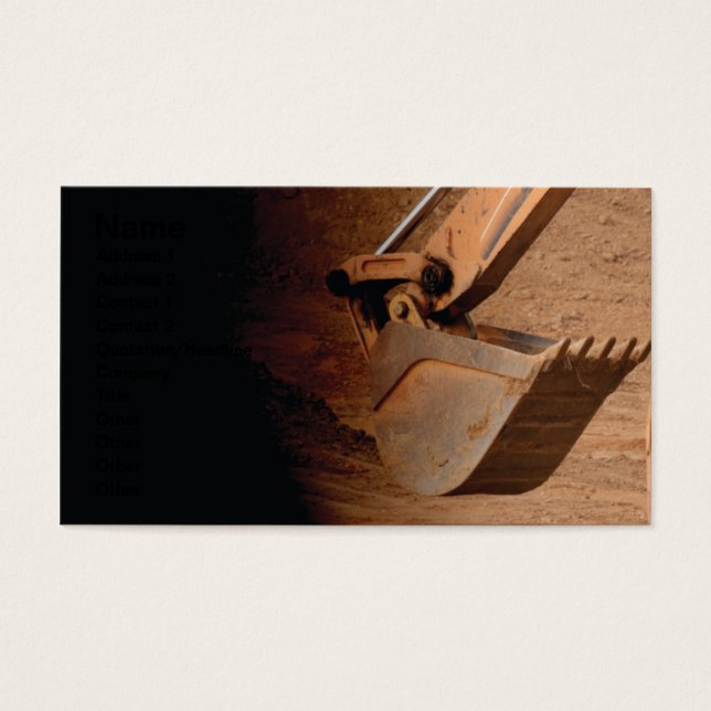 Backhoe deel van bouwmateriaal visitekaartjes (Voorkant)