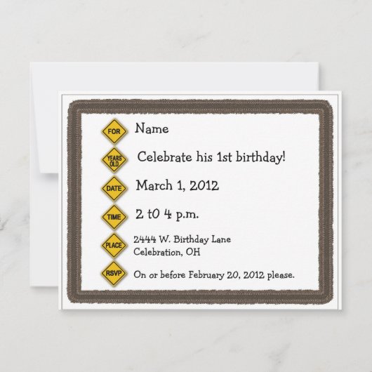 Backhoe Digger Construction Kinder Party Invitatio Kaart (Achterkant)