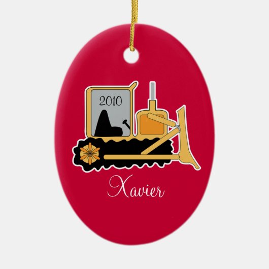 BACKHOE DIGGGER Persoonlijke kerstversiering Keramisch Ornament (Voorkant)
