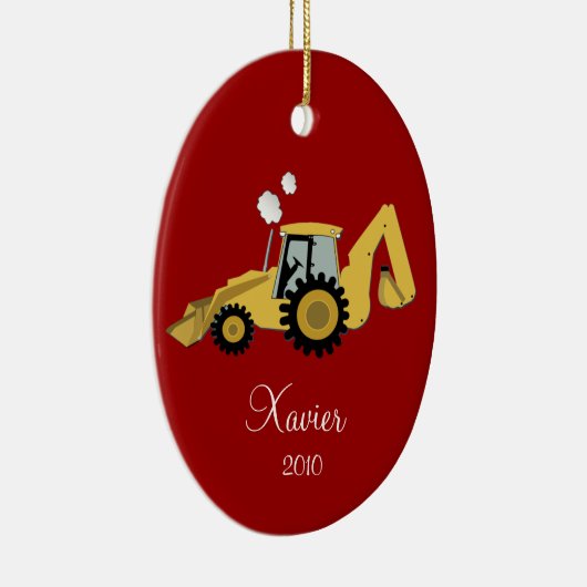 BACKHOE DIGGGER Persoonlijke kerstversiering Keramisch Ornament (Rechts)