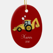 BACKHOE DIGGGER Persoonlijke kerstversiering Keramisch Ornament (Achterkant)