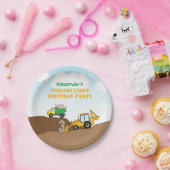 Backhoe en Dump Truck Boy's Verjaardagsfeestje Papieren Bordje (Feest)