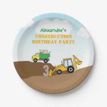 Backhoe en Dump Truck Boy's Verjaardagsfeestje