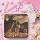 Backhoe Happy Birthday Papieren Bordje (Feest)