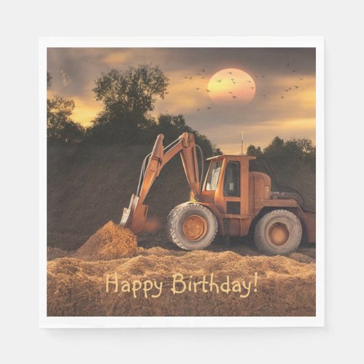 Backhoe Happy Birthday Servet (Voorkant)