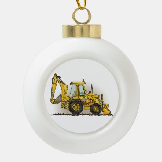 Backhoe Operator Keramische Bal Ornament (Voorkant)