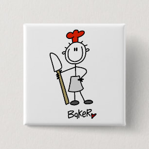 Backker met Spatel T-shirts en Cadeaus Vierkante Button 5,1 Cm