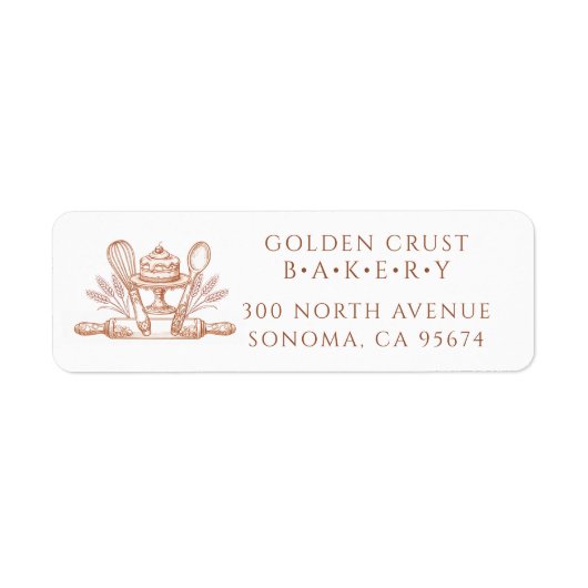 Backlabel voor bakker Pastry Chef Bakgereischap Etiket (Voorkant)
