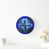 Backlit Blue Cross Ronde Klok (Huis)