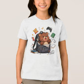 Backpack Chaos – Cute Teddy Bear School Meltdown Tri-Blend Shirt (Voorkant)