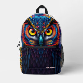 Backpack “Electric Dream Owl” – Night Vision Act. Bedrukte Rugzak