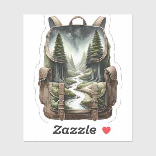 Backpack Forest Waterfall Vinyl Sticker | Decal (Vel)