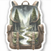 Backpack Forest Waterfall Vinyl Sticker | Decal (Voorkant)