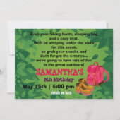 BackPack Girl's Camping Birthday Party Invitation Kaart (Voorkant)