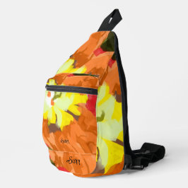 Backpack : Orange Yellow Flower . Sling Bag
