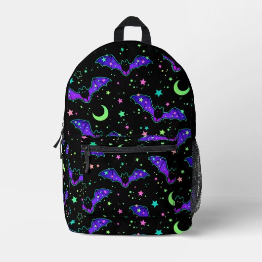 Backpack - "Purple Bats" Bedrukte Rugzak (Voorkant)