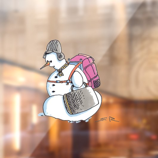 Backpack Snowman auto ondoorzichtig venster bellen Raamsticker (Vel 2)