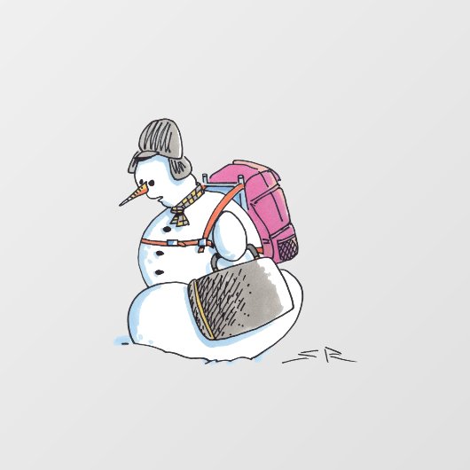 Backpack Snowman auto ondoorzichtig venster bellen Raamsticker (Vel)