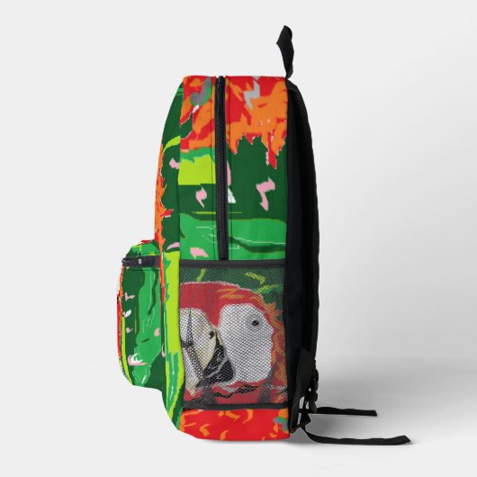 Backpack  :  Traveling Parrot  Bedrukte Rugzak (Rechts)