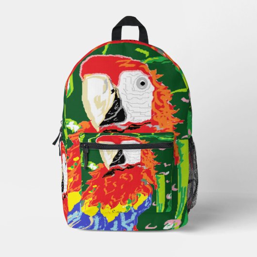 Backpack  :  Traveling Parrot  Bedrukte Rugzak (Voorkant)