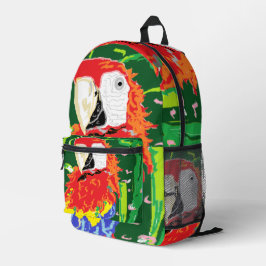 Backpack  :  Traveling Parrot  Bedrukte Rugzak