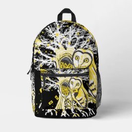 Backpack – Urban Tree Owl & Wealth Surreal Pop-Art Bedrukte Rugzak