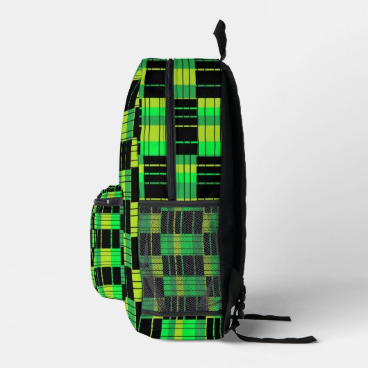 Backpack With Green and Black Plaid Pattern Bedrukte Rugzak (Rechts)