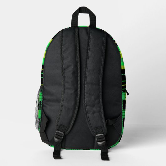 Backpack With Green and Black Plaid Pattern Bedrukte Rugzak (Achterkant)