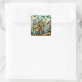 Backpacken Mannen Wandelpad door de bergen Vierkante Sticker (Tas)