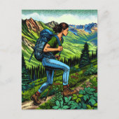 Backpacken Meisje Hiking the Trail Briefkaart (Voorkant)