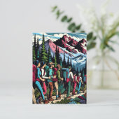 Backpacken Mensen Wandelpad door bergen Briefkaart (Staand voorkant)