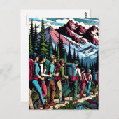 Backpacken Mensen Wandelpad door bergen Briefkaart (Voorkant / Achterkant)