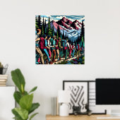 Backpacken Mensen Wandelpad door bergen Poster (Thuiskantoor)