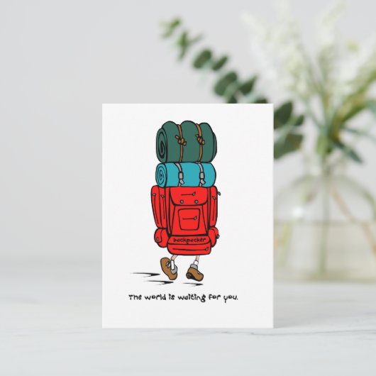 Backpacker Briefkaart (Staand voorkant)