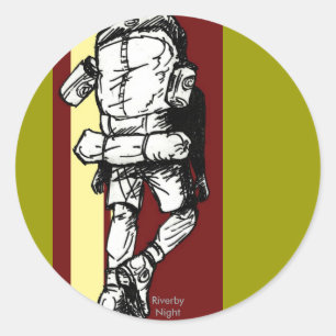 Backpacker (guy)-RedYellow Ronde Sticker